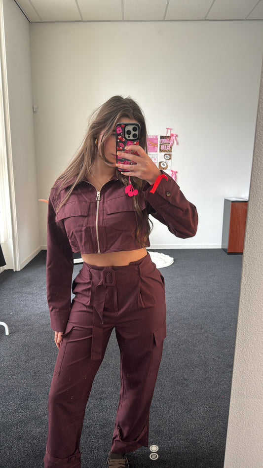 Two piece set, bordeaux rood cargo