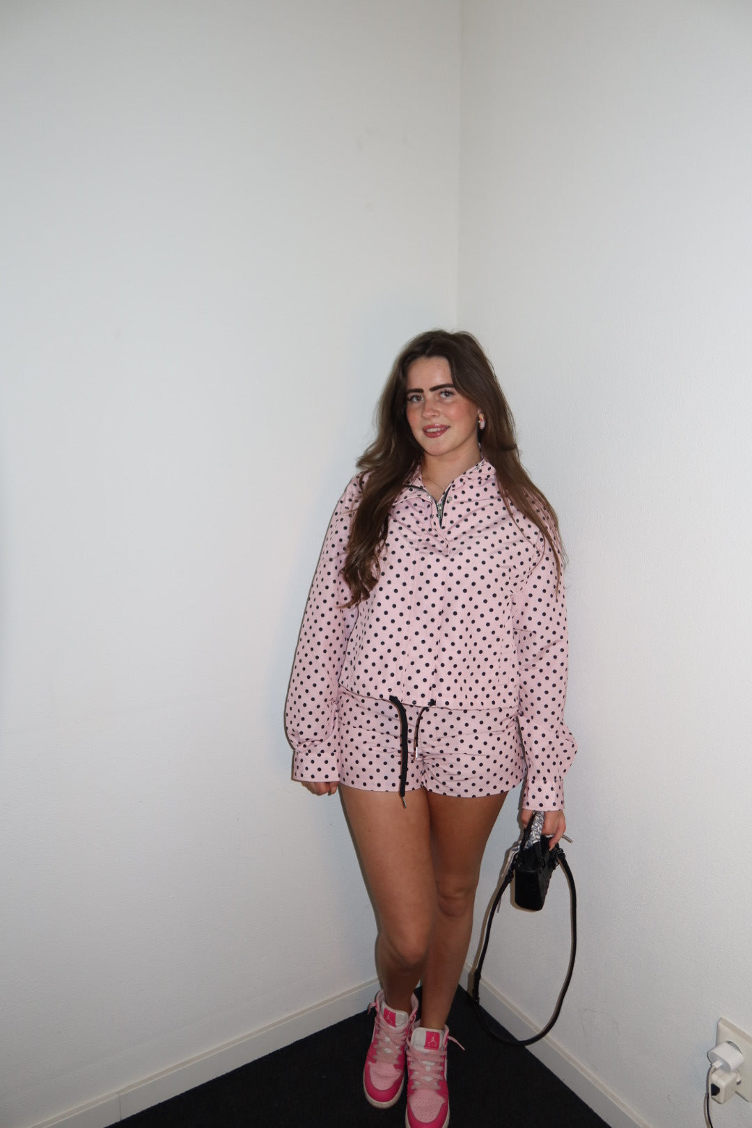 Two piece set, polka dots roze