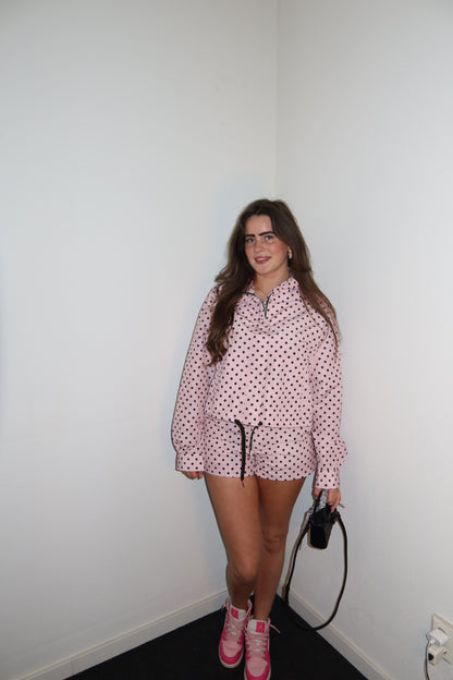 Two piece set, polka dots roze