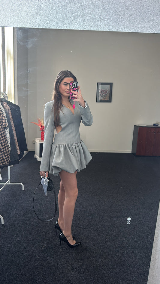 Gray dress with open back