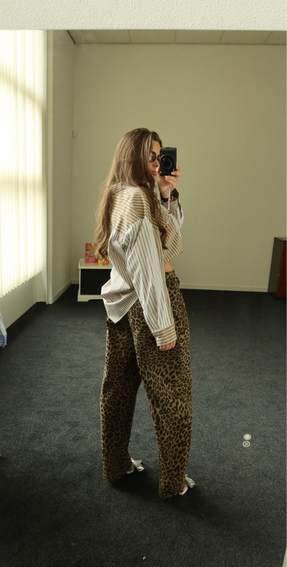Two piece set, panter broek + streepjes blouse