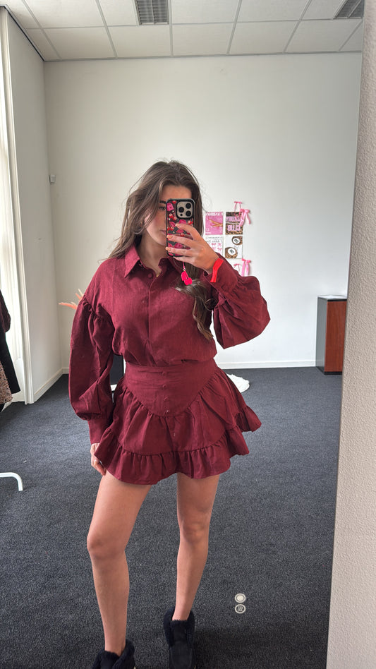 Two piece set, bordeaux rood