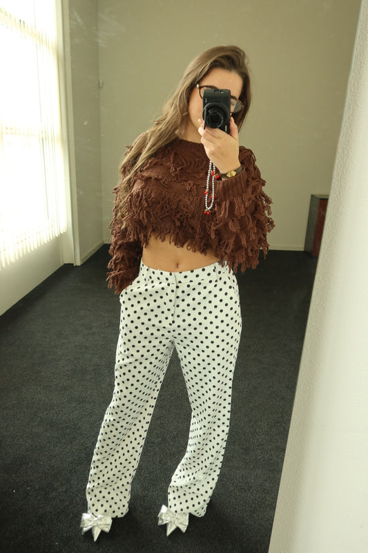 Two piece set, stippen broek + bruine trui