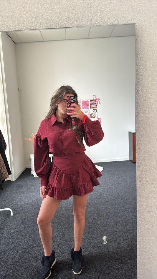 Two piece set, bordeaux rood